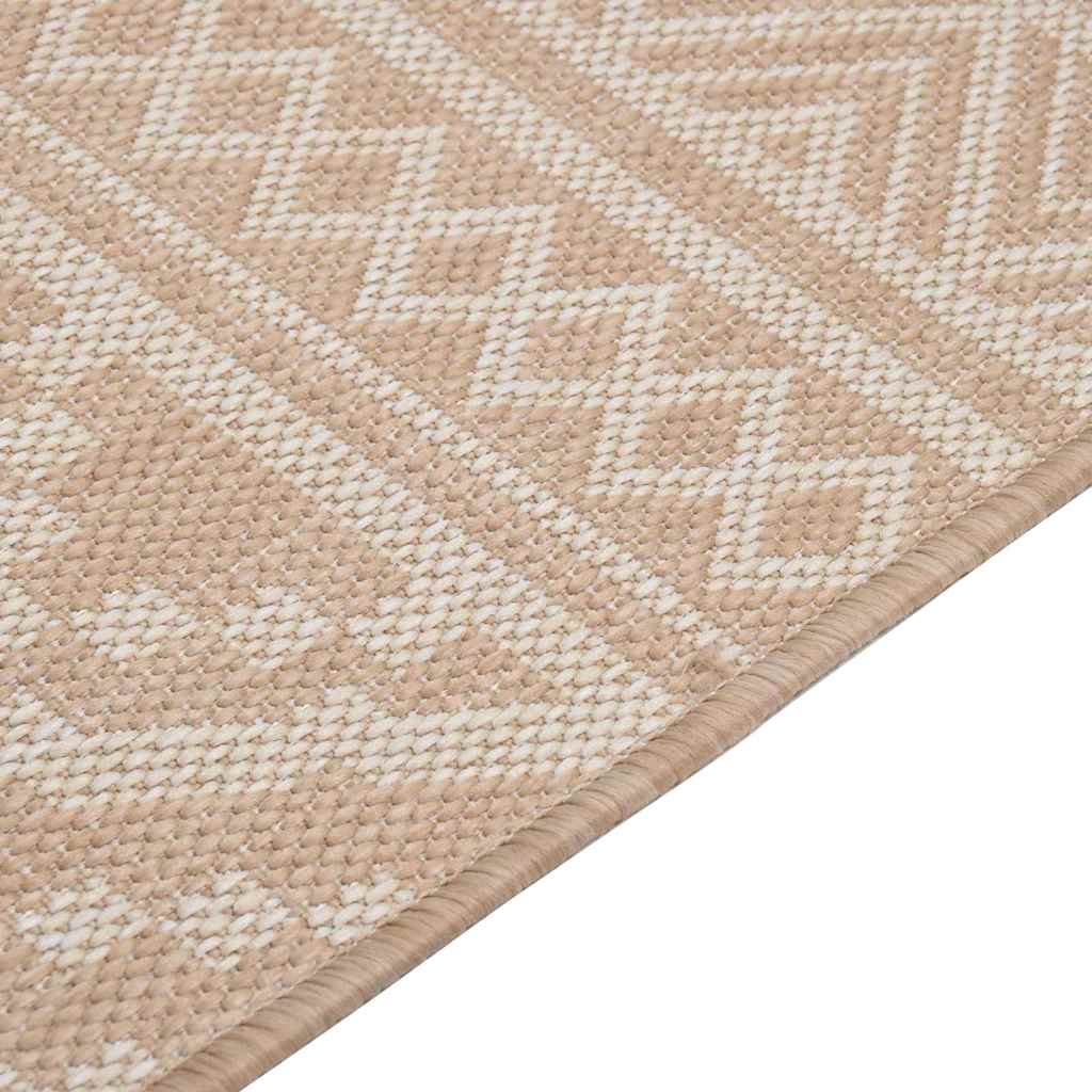 Alfombra De Exterior De Tejido Plano Rayas Marrones 100x200 Cm_3