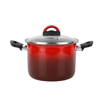 Olla Alta 'sr' Ø18cm Con Tapa Vidrio Rojo Magefesa