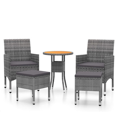 Vidaxl Juego De Muebles De Jardín De 5 Piezas Ratán Sintético Gris_0