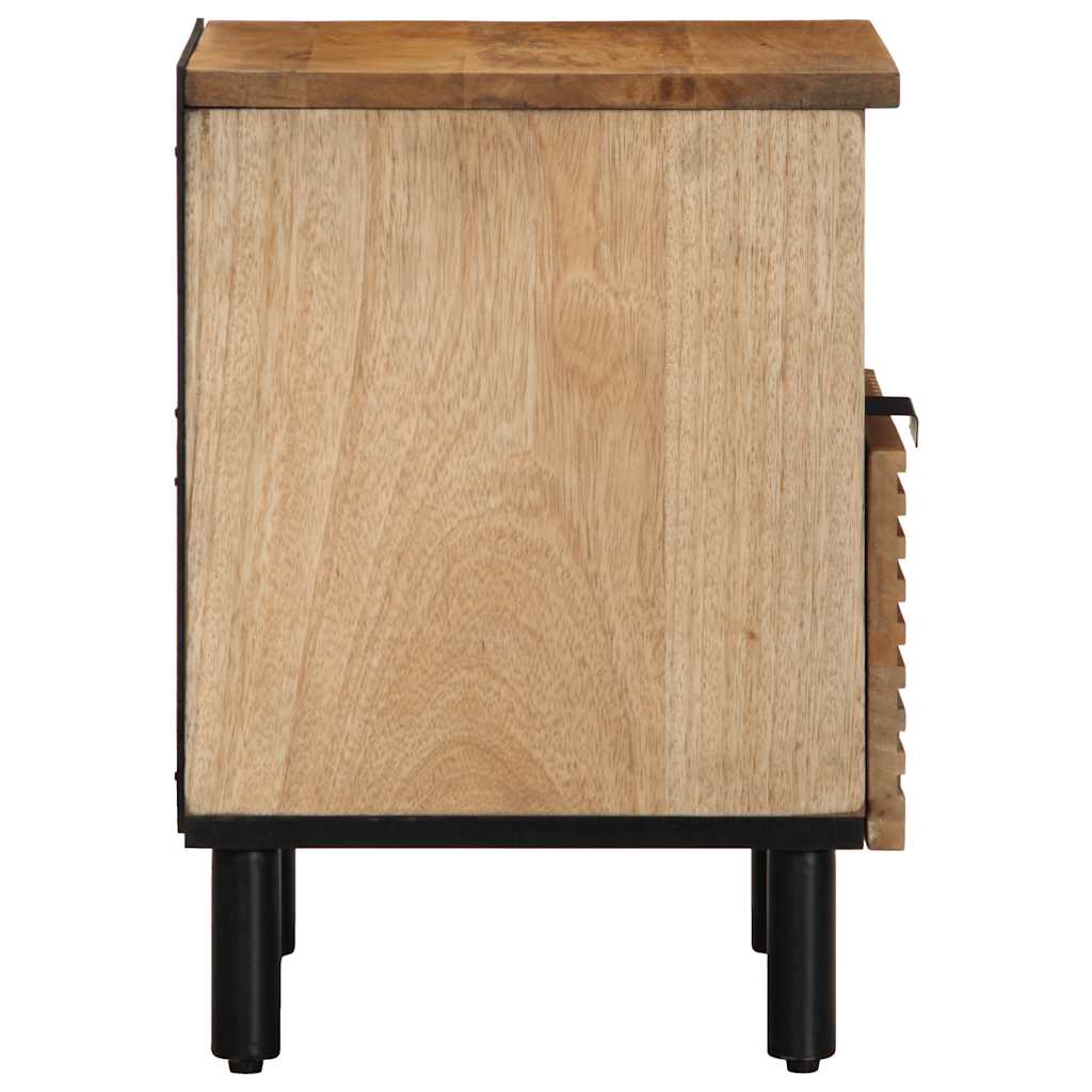 Mesilla De Noche Marrón 40x33x46 Cm Madera Maciza Mango_2
