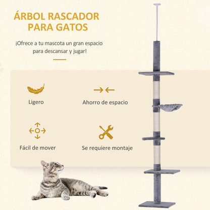Pawhut Árbol Rascador Para Gatos De 230-260 Cm_3