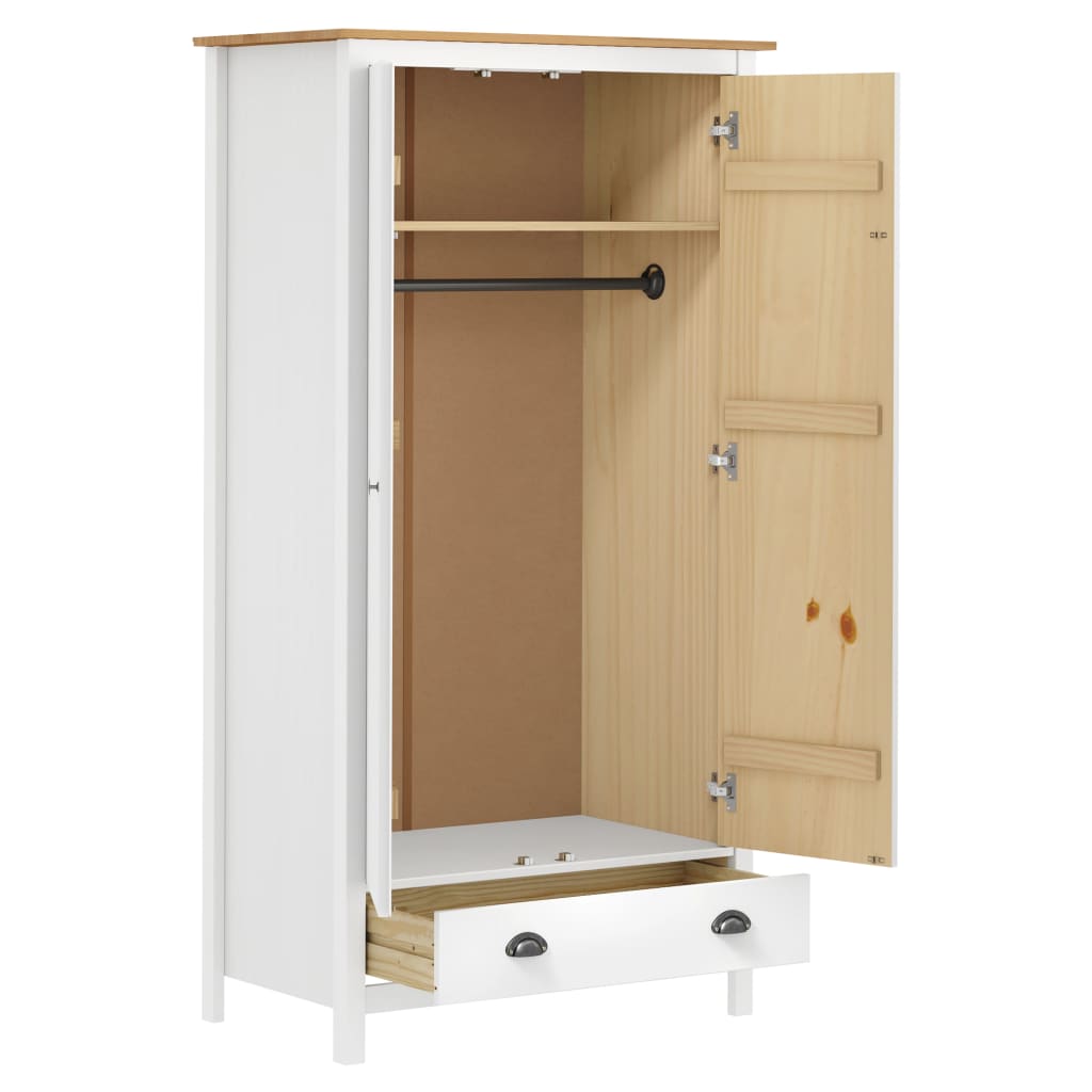 Armario De 2 Puertas Hill Madera Maciza Pino Blanco 89x50x170cm_2