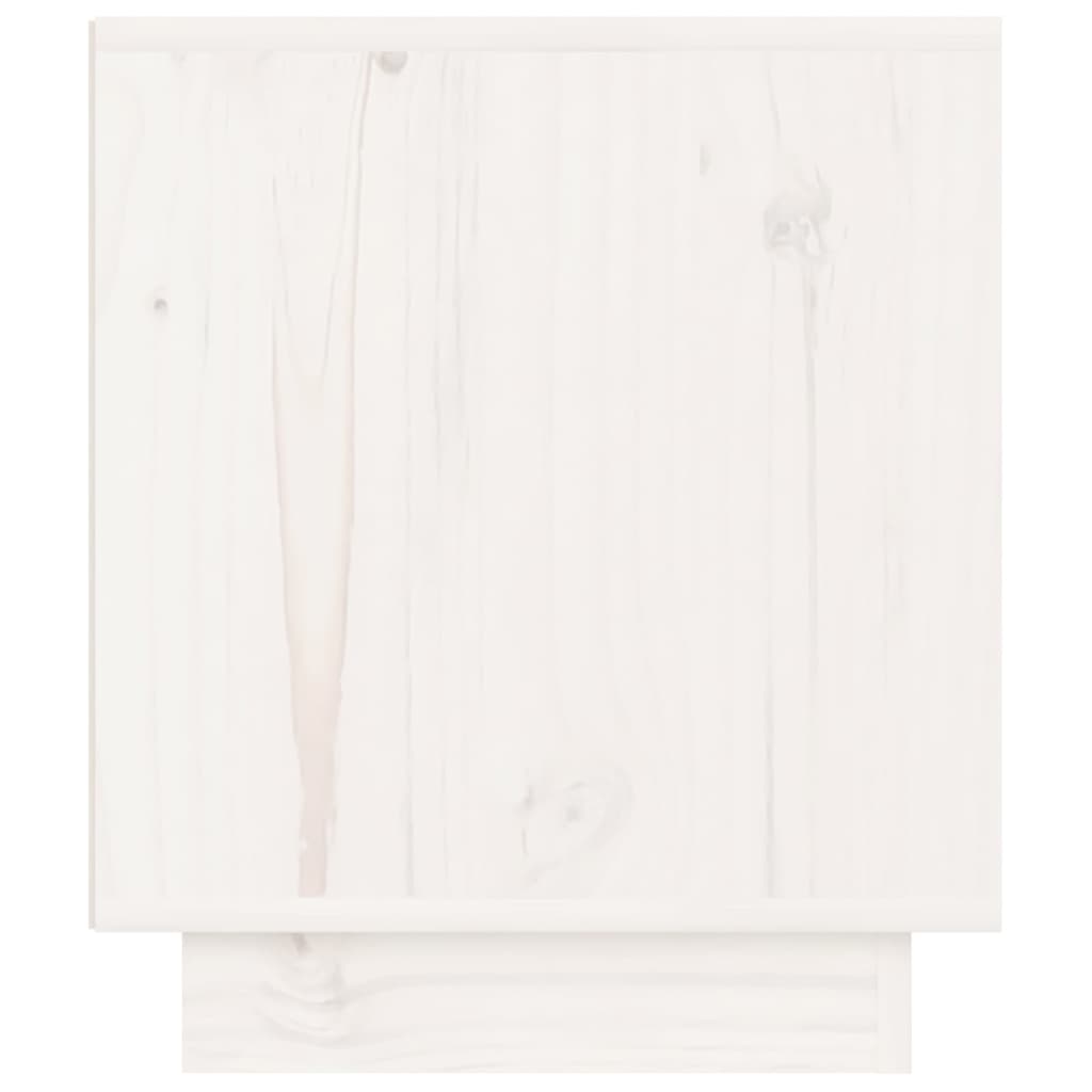 Mesita De Noche De Madera Maciza De Pino Blanco 40x34x40 Cm_4