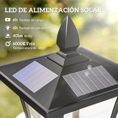 Farola Solar Outsunny Plástico, Acero Inoxidable Negro 18x18x160 Cm_3