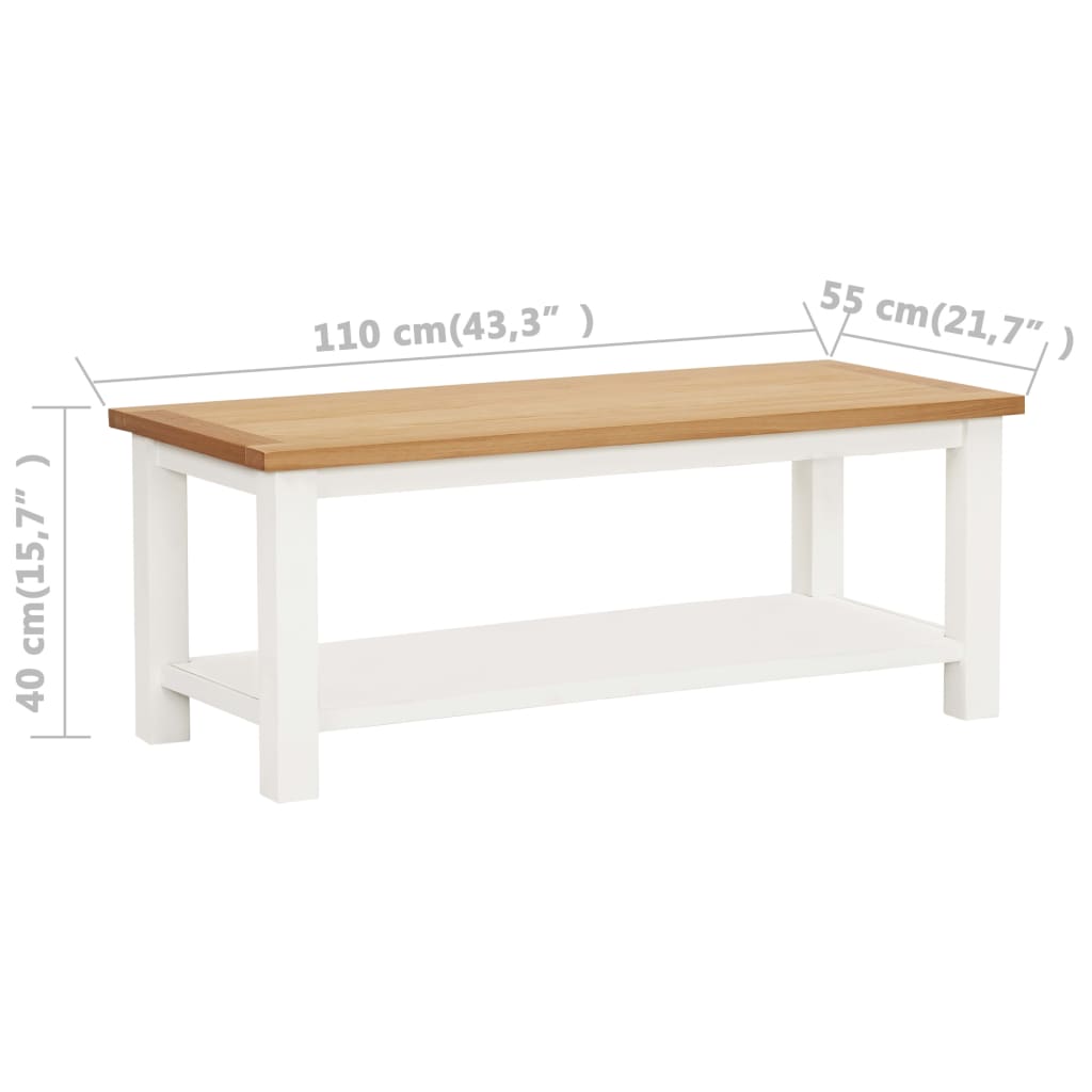 Mesa De Centro De Madera Maciza De Roble 110x55x40 Cm_4