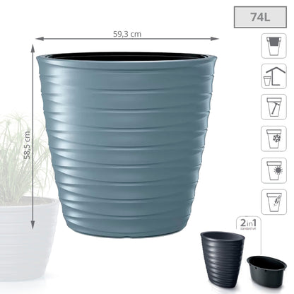 Maceta Freze - Oval 74l., Con Depósito, Dimensiones (mm) 593x393x585, Color Gris Claro_1