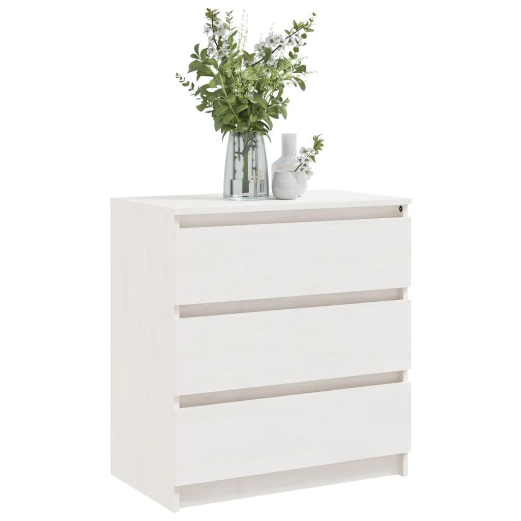 Mesita De Noche Madera Maciza De Mango Blanco 60x36x64 Cm_1