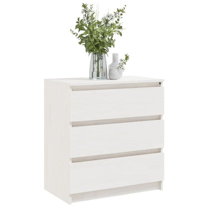 Mesita De Noche Madera Maciza De Mango Blanco 60x36x64 Cm_1