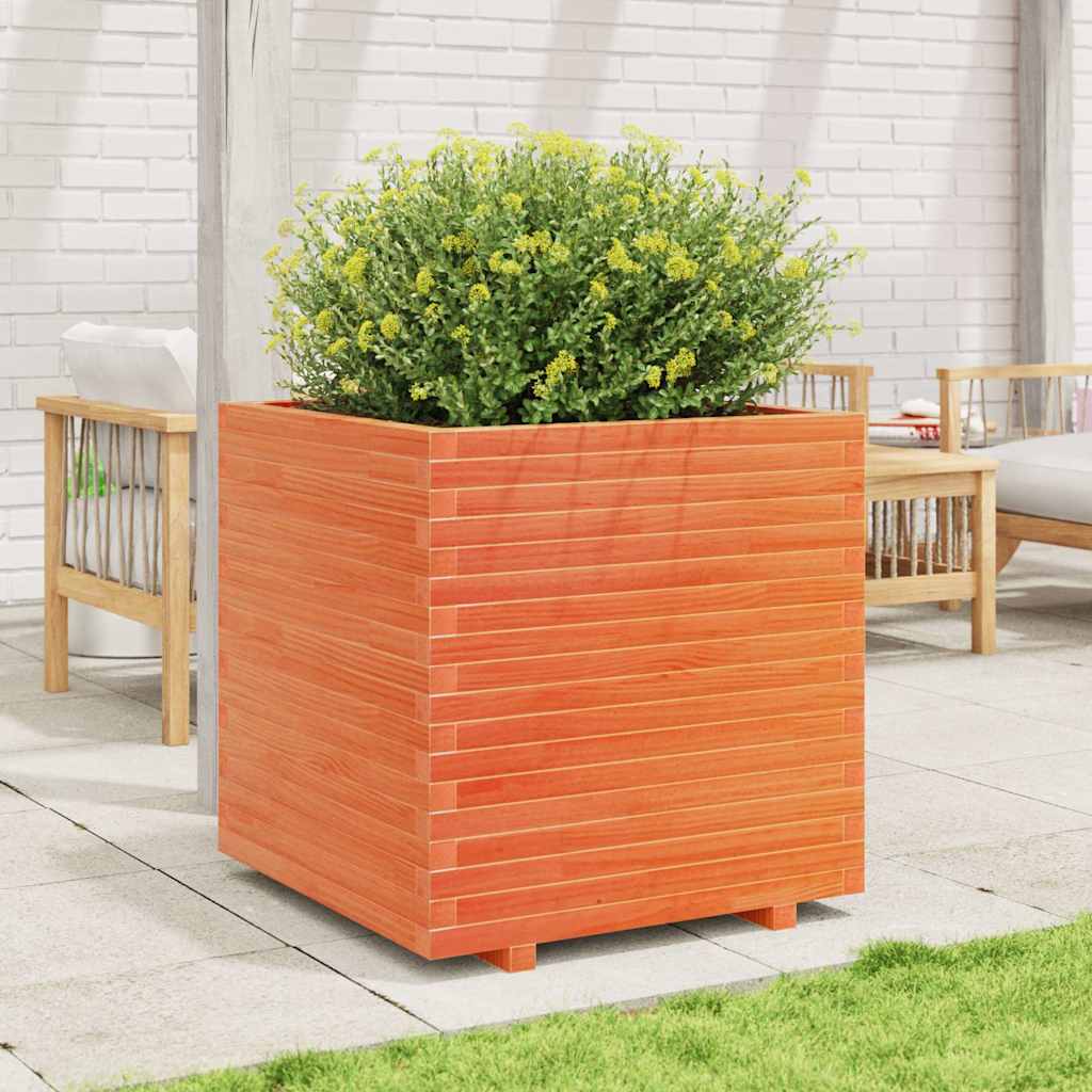 Jardinera Madera Maciza De Pino Marrón Cera 70x70x72,5 Cm_2