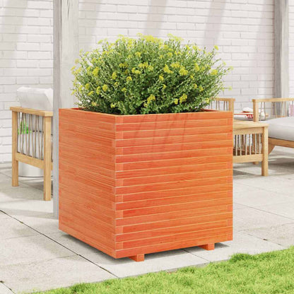 Jardinera Madera Maciza De Pino Marrón Cera 70x70x72,5 Cm_2