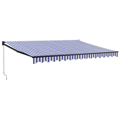 Toldo Retráctil Aluminio Y Tela Azul Y Blanco 4,5x3 M_0