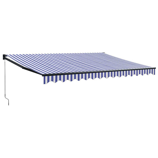 Toldo Retráctil Aluminio Y Tela Azul Y Blanco 4,5x3 M_0