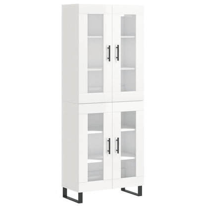 Aparador Alto Madera Contrachapada Blanco Brillo 69,5x34x180 Cm_1