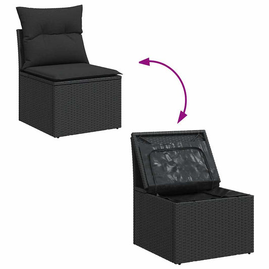 Set De Sofás De Jardín Y Cojines 8 Piezas Ratán Sintético Negro / Vetonek_0