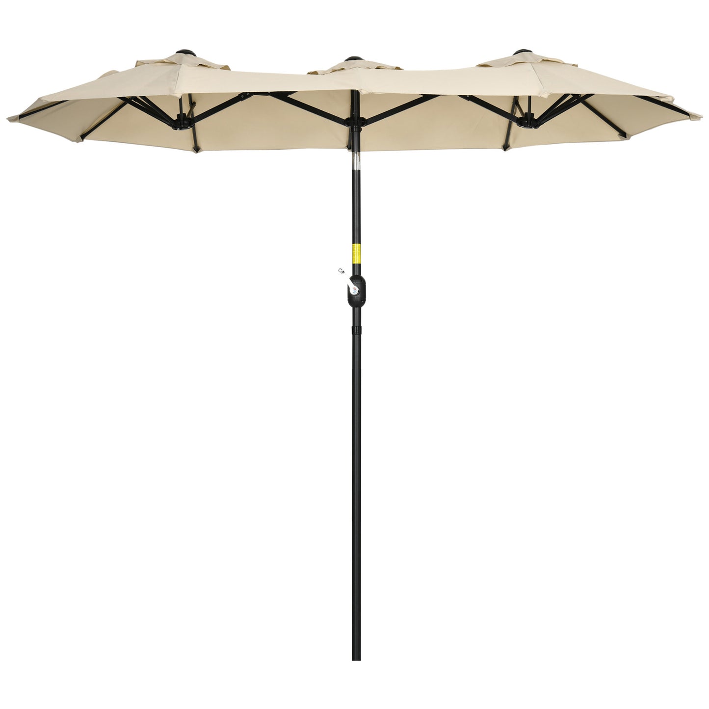 Outsunny Sombrilla Doble 295x152x222 Cm Con Inclinación De 45° Manivela Caqui_0