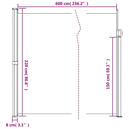 Vidaxl Toldo Lateral Retráctil Rojo 220x600 Cm_2