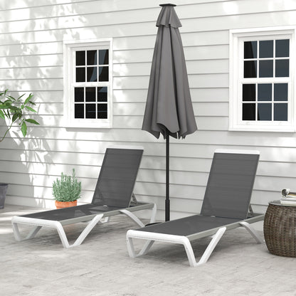 Outsunny Conjunto De 2 Tumbonas Reclinables De Aluminio 170x67,5x95 Cm Gris_1