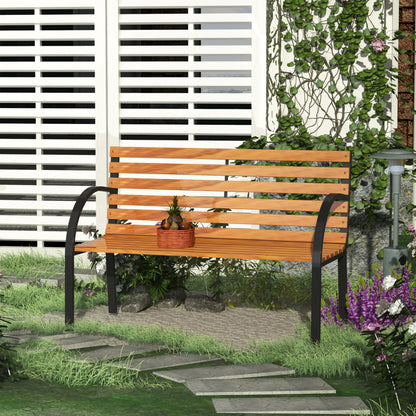 Outsunny Banco De Jardín De 2 Plazas 122x60x83 Cm Con Respaldo Y Apoyabrazos_1