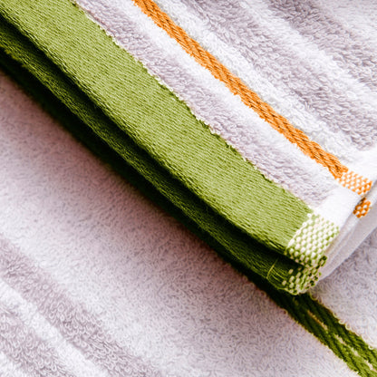 Set 3pc Toalla De Baño (tocador 30x50cm + Manos 50x90cm + Baño 70x140cm) 450gsm 100% Algodón Blanco Con Rayas Rainbow Be