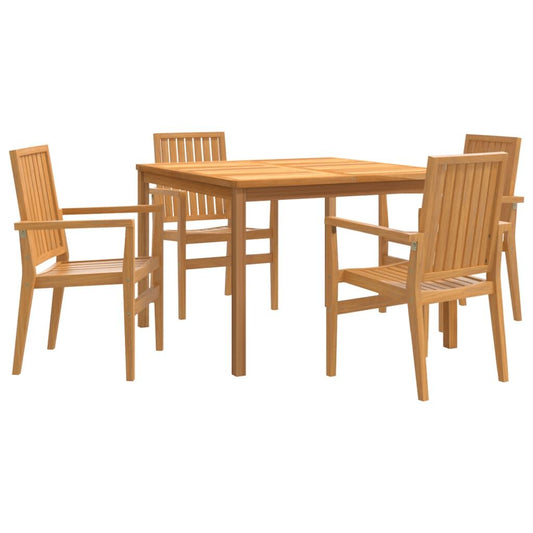 Vidaxl Juego De Comedor Para Jardín 5 Piezas Madera Maciza De Teca_0