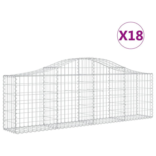 Cestas De Gaviones 18 Uds Forma De Arco Hierro 200x30x60/80 Cm_0