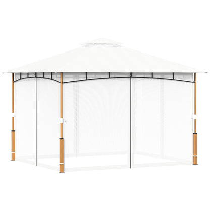 Outsunny Cenador Para Jardín 3x3,6 M Con Doble Techo Paredes De Malla Crema_4