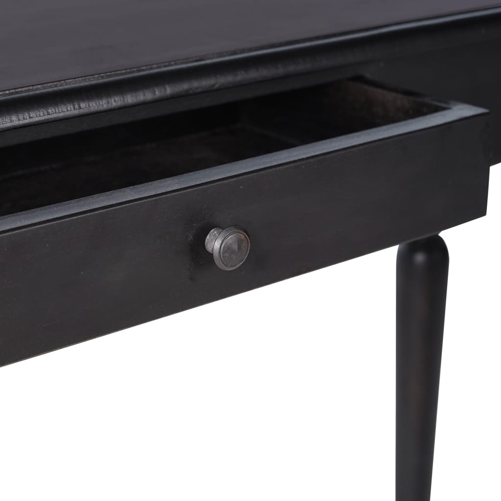 Mesa Consola De Madera Maciza De Caoba Negro Claro 110x30x75 Cm_3