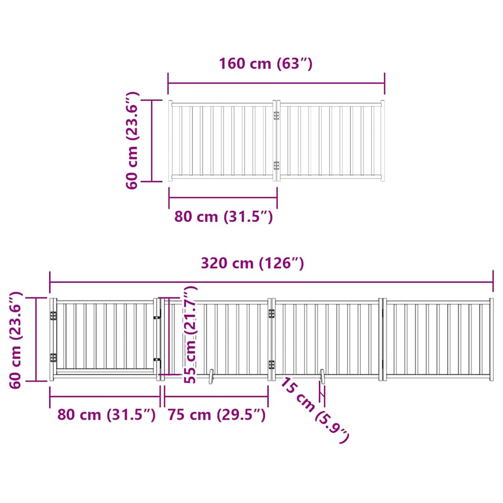 Vidaxl Puerta De Perros Plegable 6 Paneles Madera Álamo Blanca 480 Cm_2