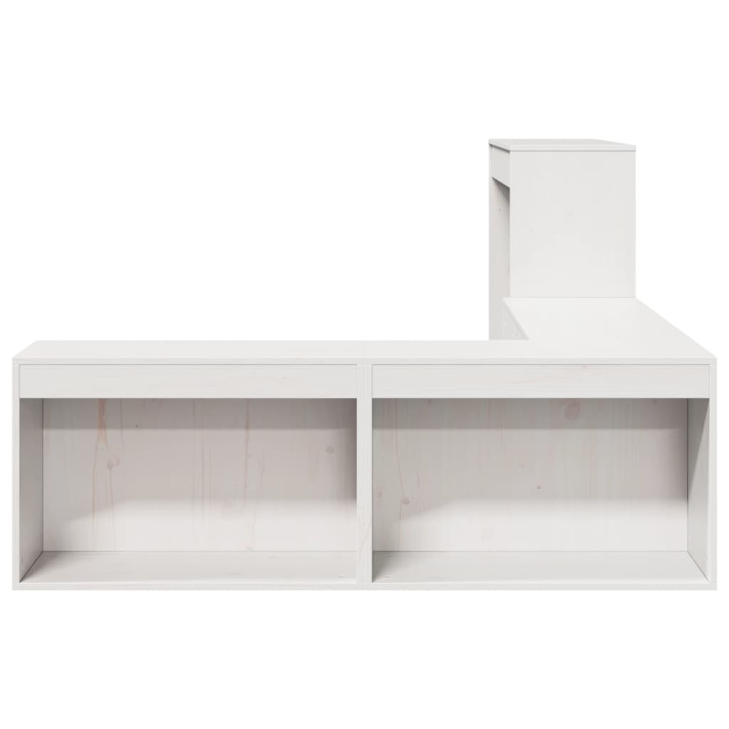 Mueble Con Escritorio Madera Maciza Pino Blanco 232x112x75 Cm_3