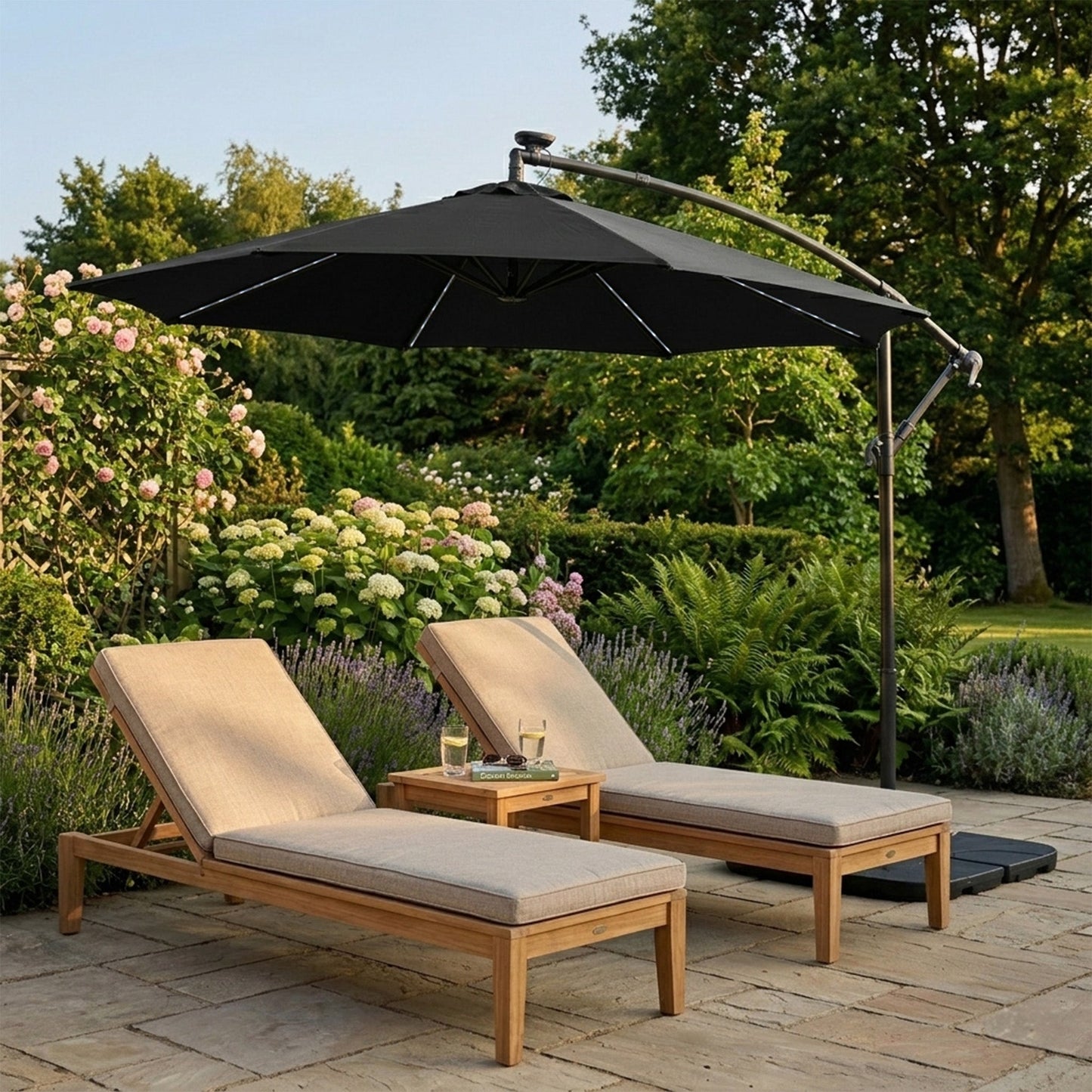 Parasol Excéntrico Led De 3 M – Negro_3