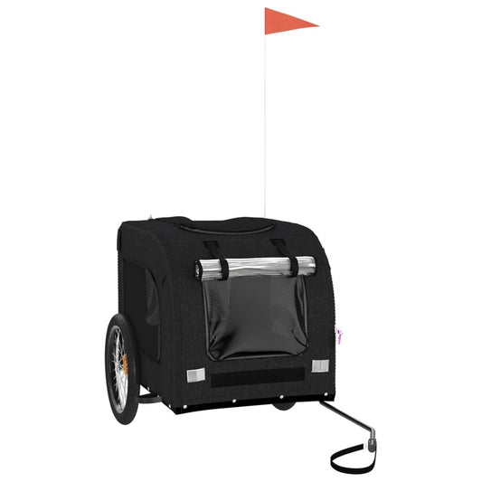 Vidaxl Remolque De Bicicleta Mascotas Hierro Tela Oxford Negro_0