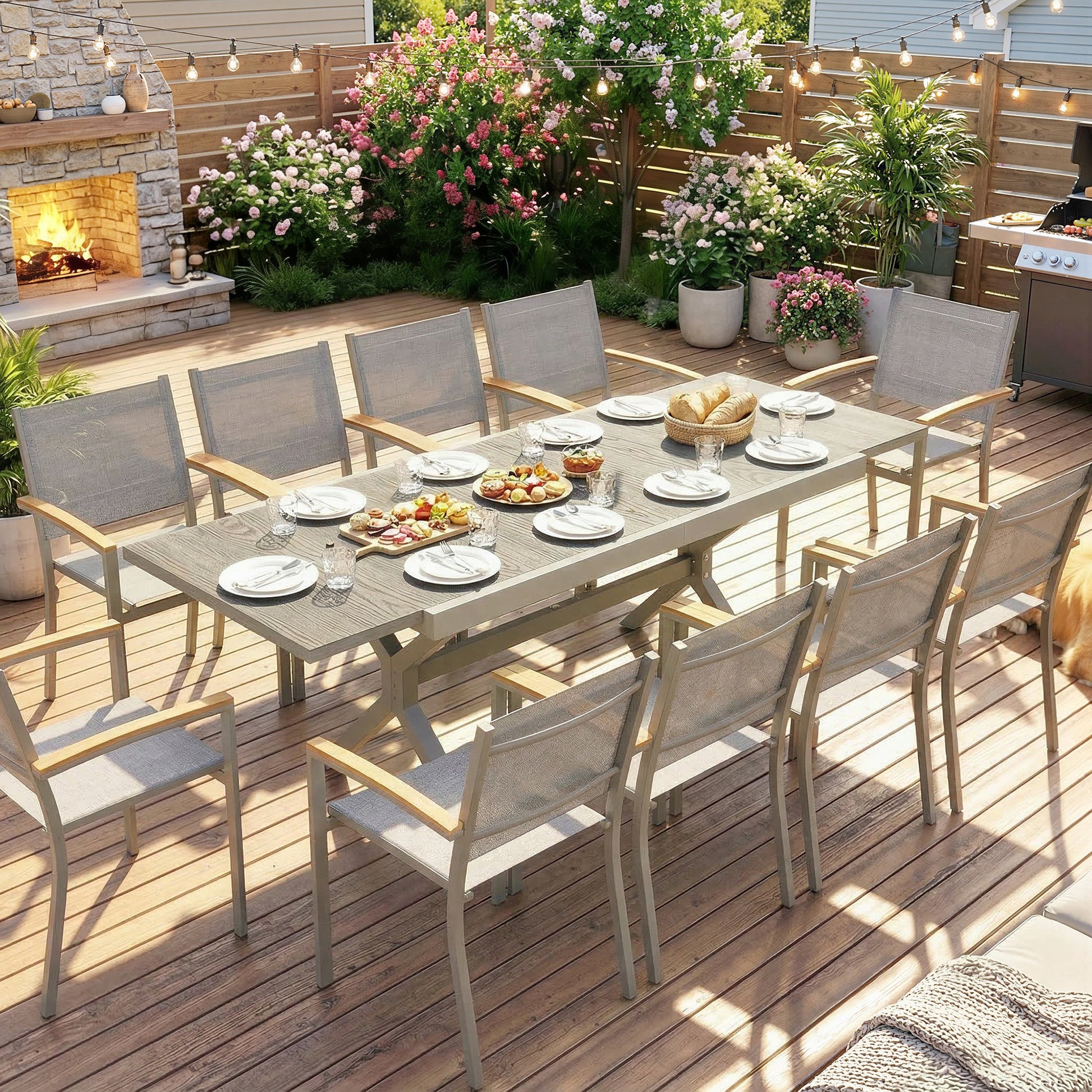 Outsunny Mesa De Jardín Exterior Extensible 154/214x85 Cm De Aluminio Acero Gris_3