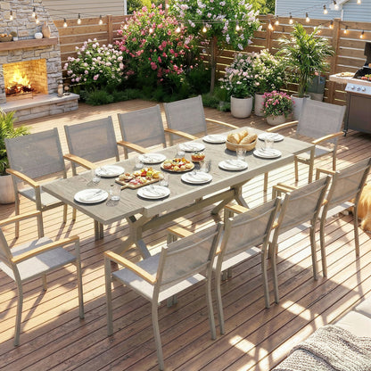 Outsunny Mesa De Jardín Exterior Extensible 154/214x85 Cm De Aluminio Acero Gris_3