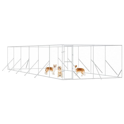 Perrera De Exterior Acero Galvanizado Plateado 4x12x2 M_2