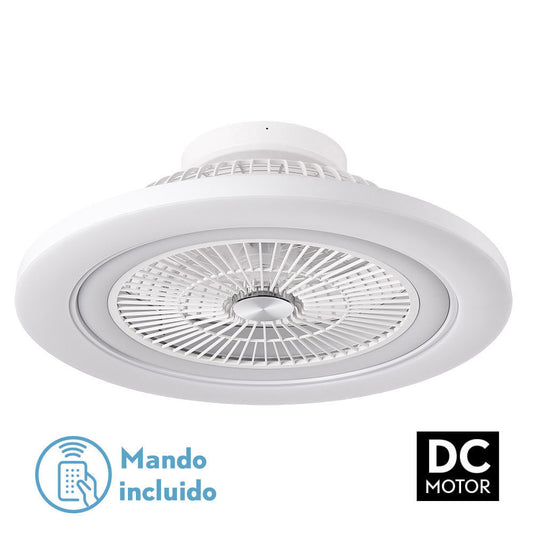Ventilador 72w Dc Mato Blanco 5 Aspas Transp. 22x58x58cm 6vel. 3 Colores C/remoto, Mem., Timer, Reg. Intensidad 6120lm_0