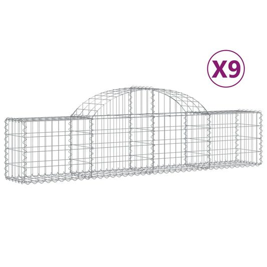 Cestas De Gaviones 9 Uds Forma De Arco Hierro 200x30x40/60 Cm_0