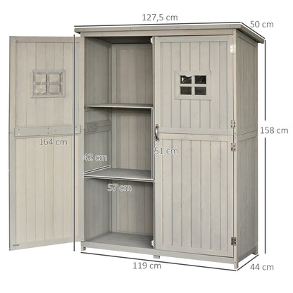 Cobertizo De Madera Outsunny Madera De Abeto Gris 127,5x50x164 Cm_2