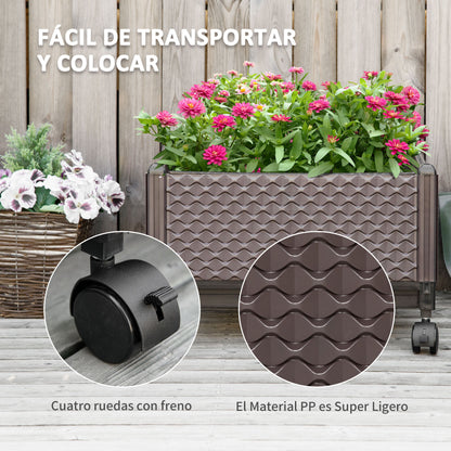 Outsunny Jardinera De Plástico Con Ruedas Para Cultivo De Plantas 50x50x33 Cm_3