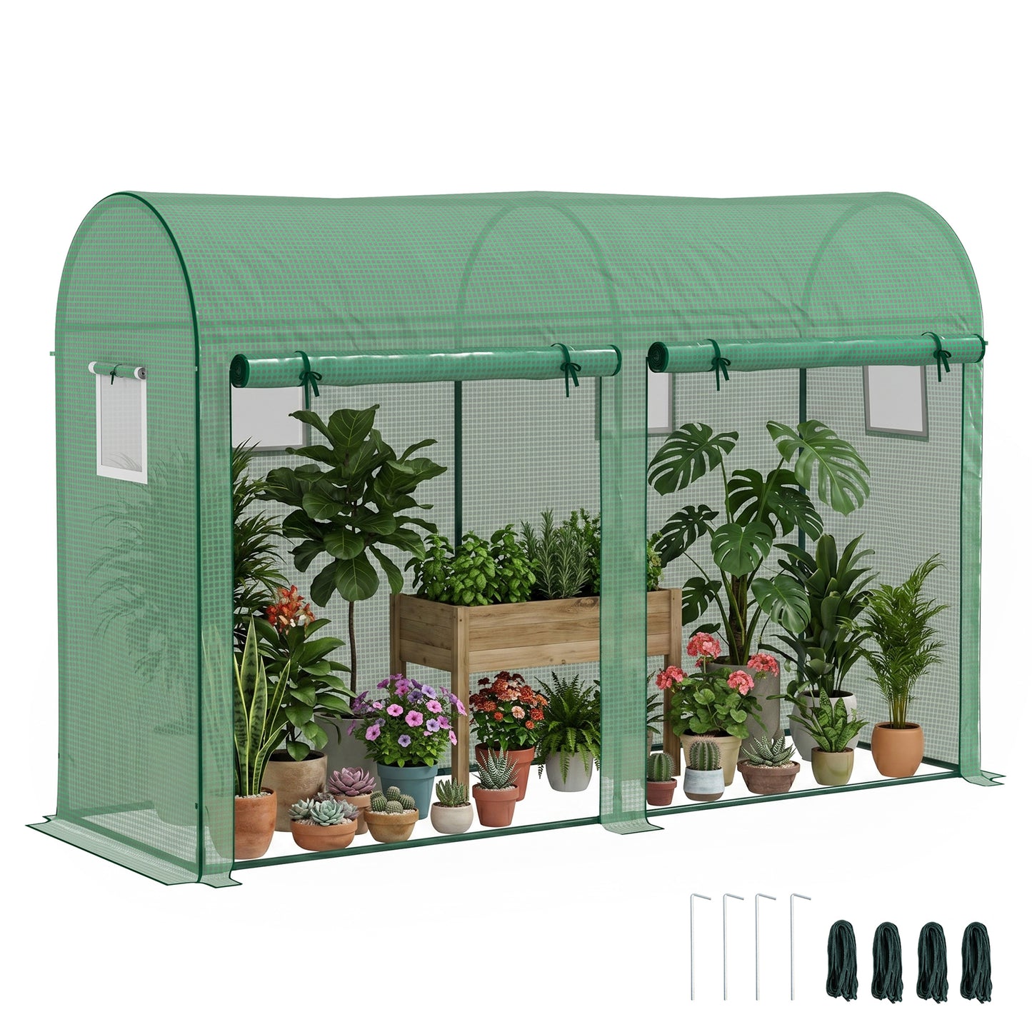 Outsunny Invernadero Caseta De Jardín Tipo Túnel Con 4 Ventanas Para Cultivos_0