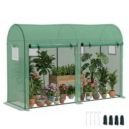 Outsunny Invernadero Caseta De Jardín Tipo Túnel Con 4 Ventanas Para Cultivos_0