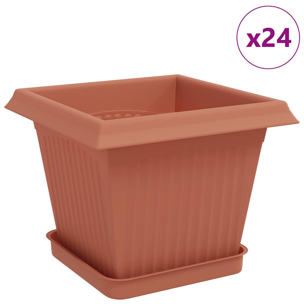 Macetas 24 Uds. Rojo Ladrillo Plástico_0