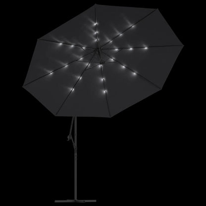 Sombrilla De Jardín Voladiza Con Luces Led Negro 350 Cm_4