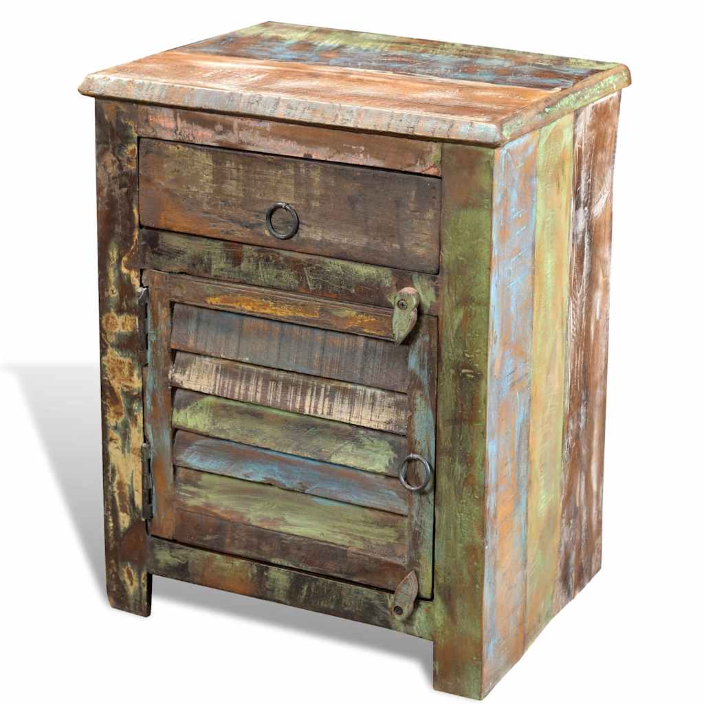 Mesa Auxiliar Con 1 Cajón Y 1 Puerta Madera Reciclada_0