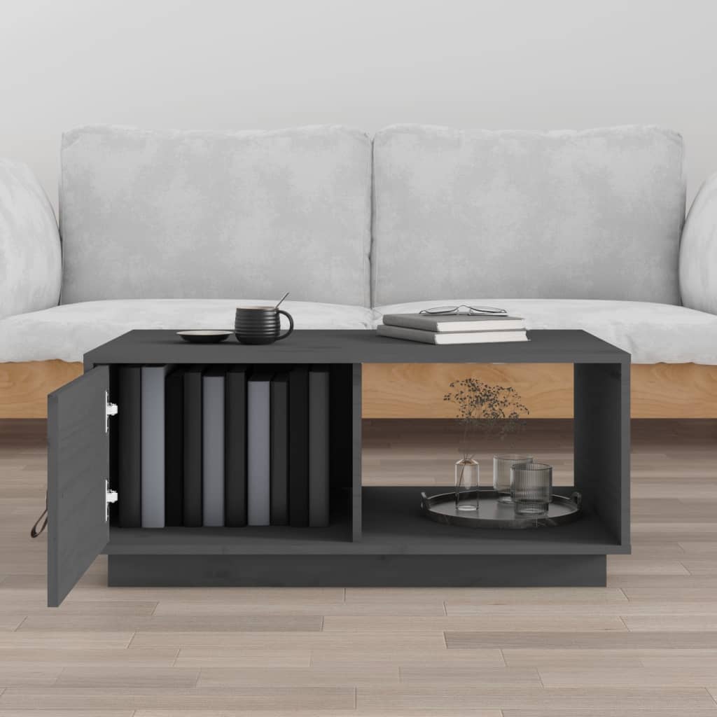 Mesa De Centro De Madera Maciza De Pino Gris 80x50x35,5 Cm_1