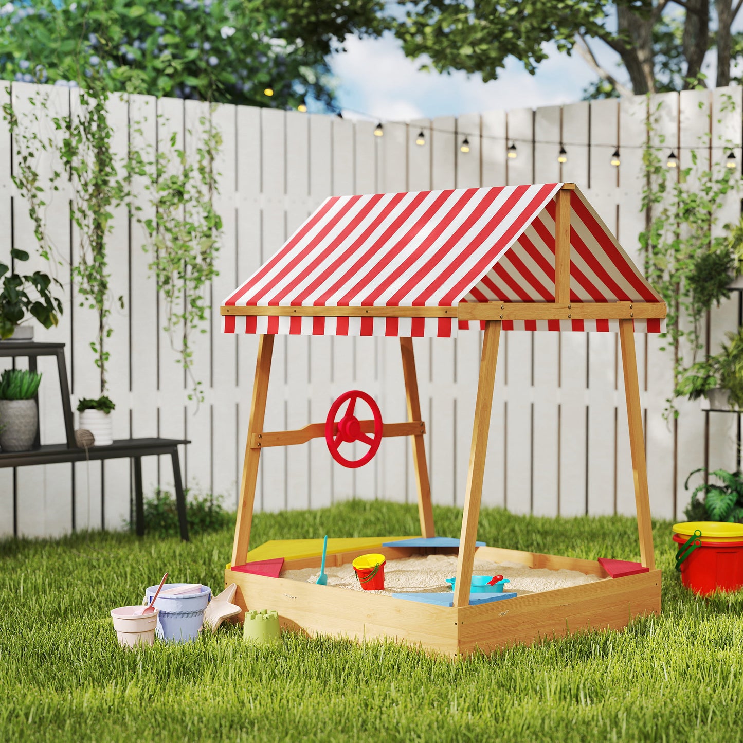 Aiyaplay Arenero Para Niños De +3 Años En Forma De Barco Con Toldo Natural_1