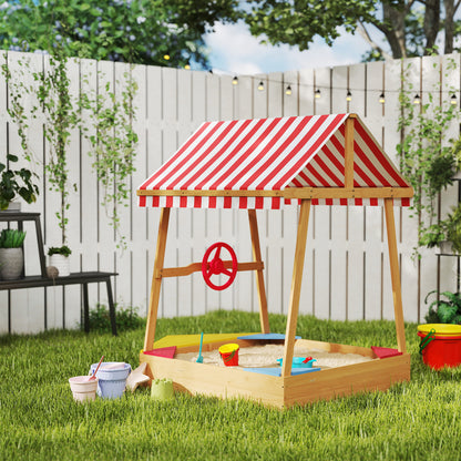 Aiyaplay Arenero Para Niños De +3 Años En Forma De Barco Con Toldo Natural_1