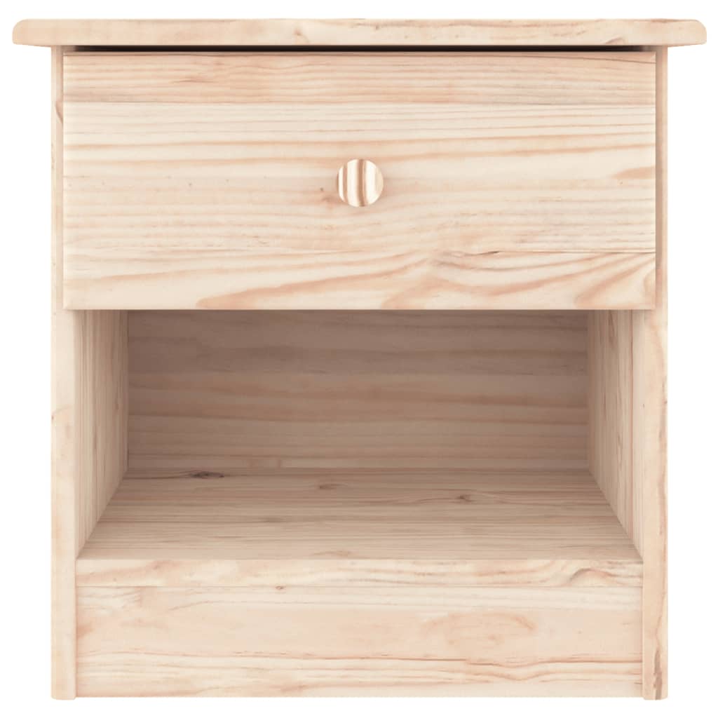 Mesita De Noche Alta Madera Maciza De Pino 41x35x41 Cm_1