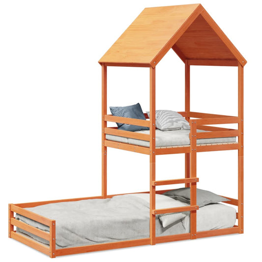 Cama Con Techo Madera Maciza Pino Marrón 80x200 Cm_0