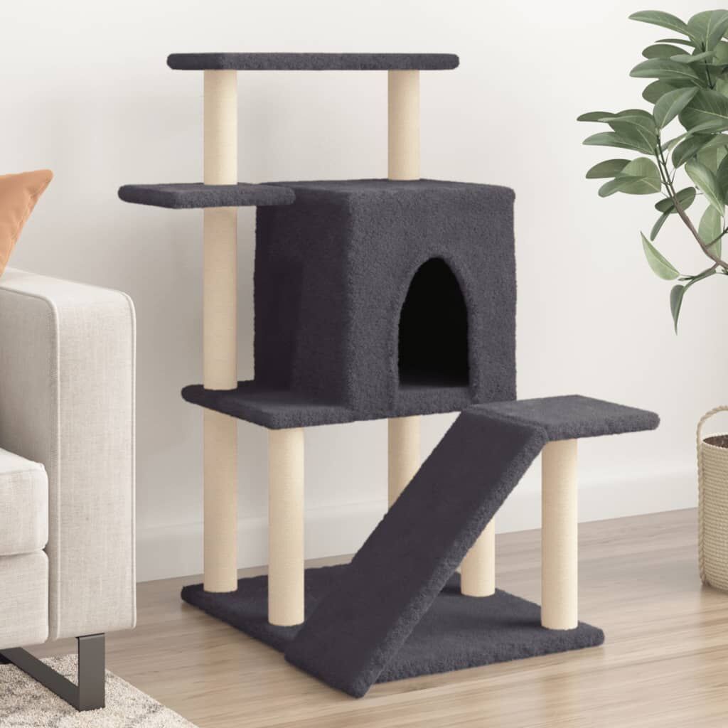 Vidaxl Rascador Para Gatos Con Postes De Sisal Gris Oscuro 97 Cm_1