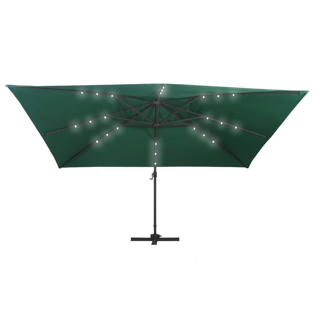 Vidaxl Sombrilla Voladiza Luces Led Y Poste Aluminio Verde 4x3 M_3